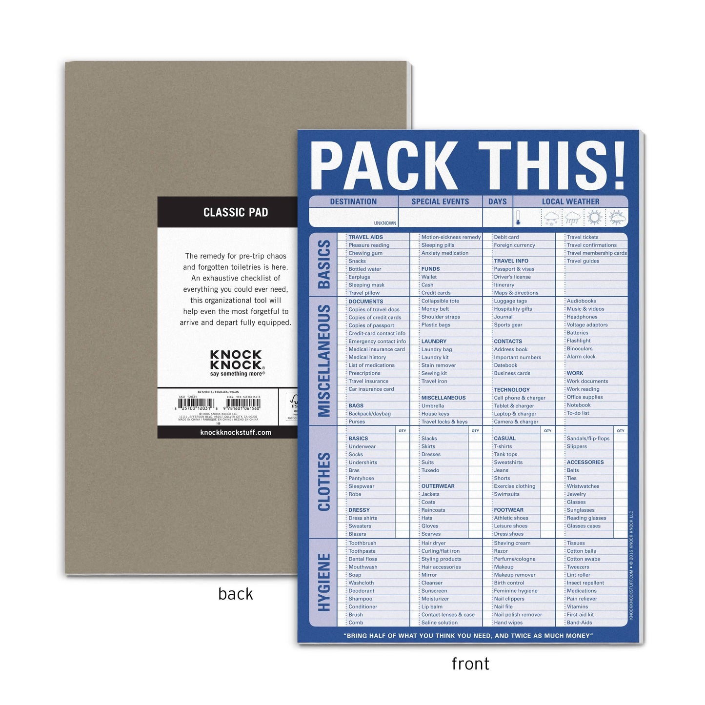 Knock Knock Pack This! Pad Abrams & Chronicle Books