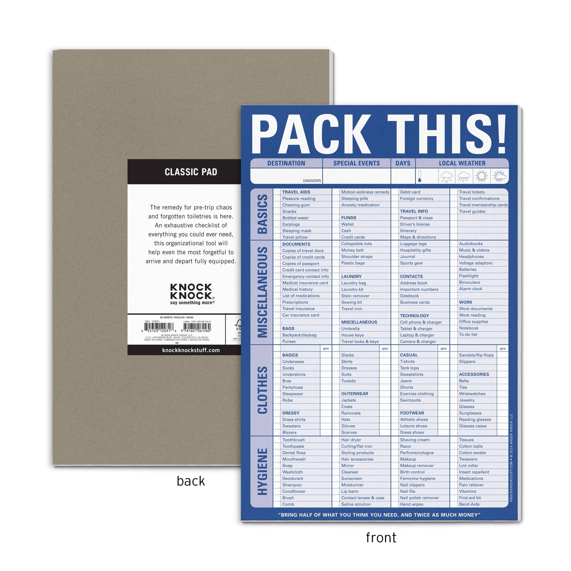 Knock Knock Pack This! Pad Abrams & Chronicle Books