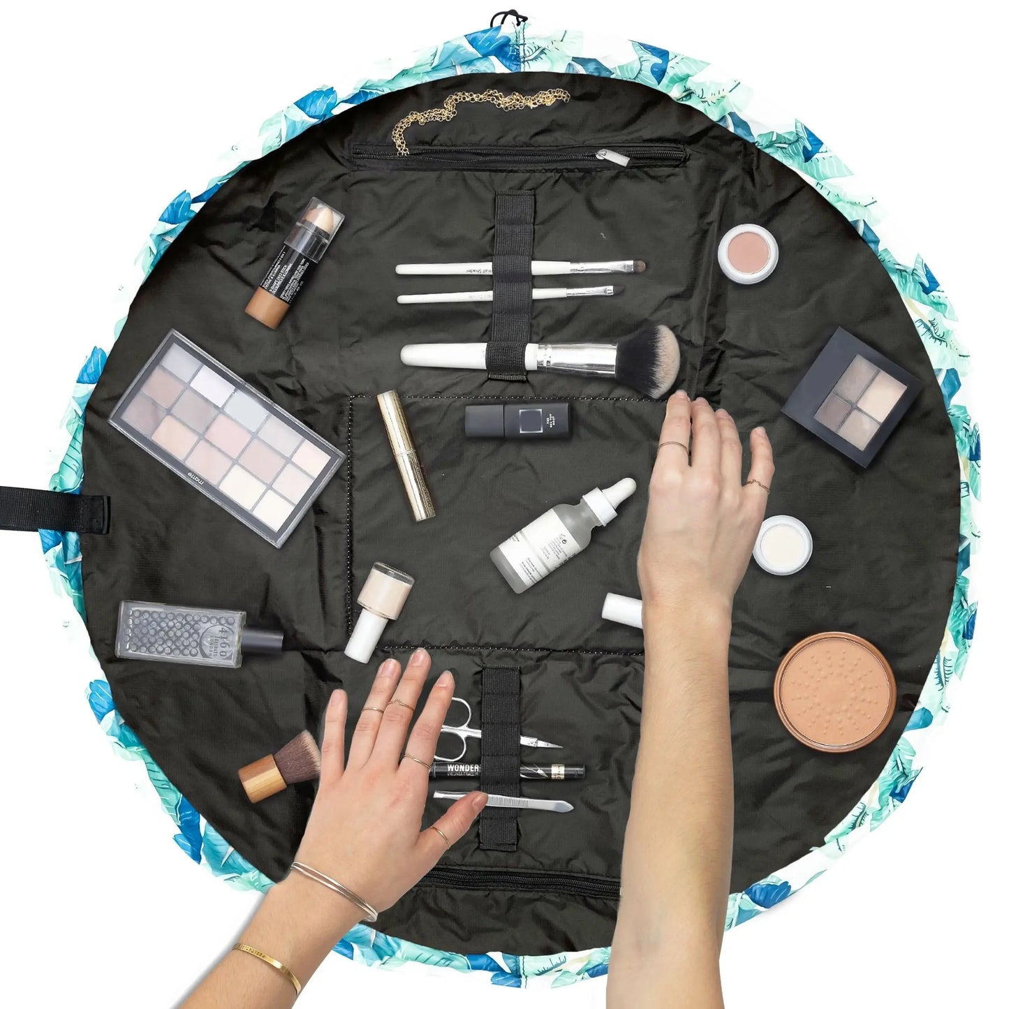 XXL Drawstring Flat Lay Makeup Bag | Tropical Leaves The Flat Lay Co.