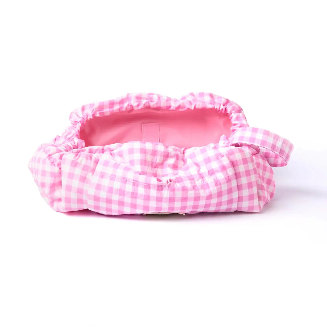 Parachute Drawstring Flat Lay Makeup Bag | Pink Gingham The Flat Lay Co.