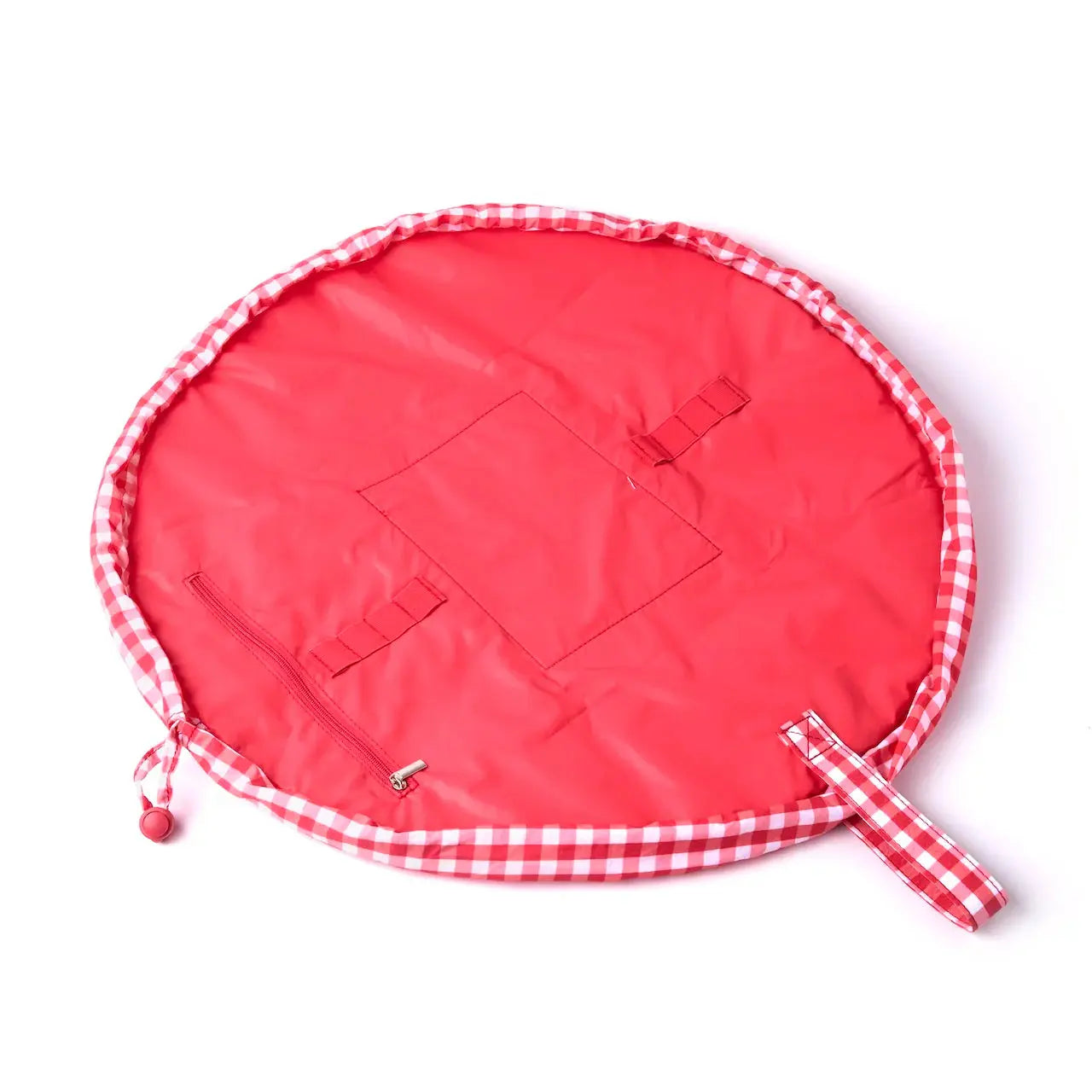 Parachute Drawstring Flat Lay Makeup Bag | Red Gingham The Flat Lay Co.