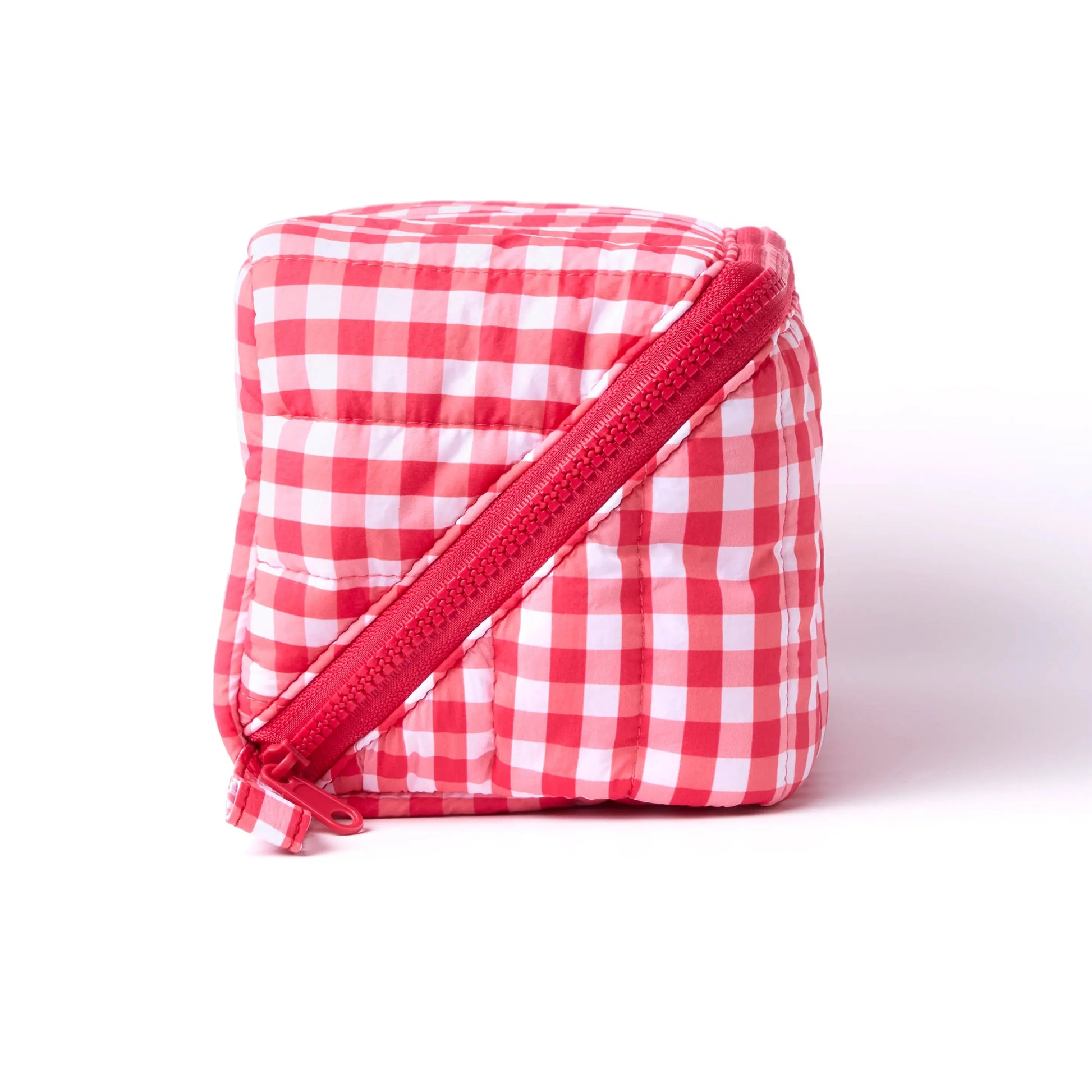 Marshmallow Flat Lay Makeup Box Bag | Red Gingham The Flat Lay Co.