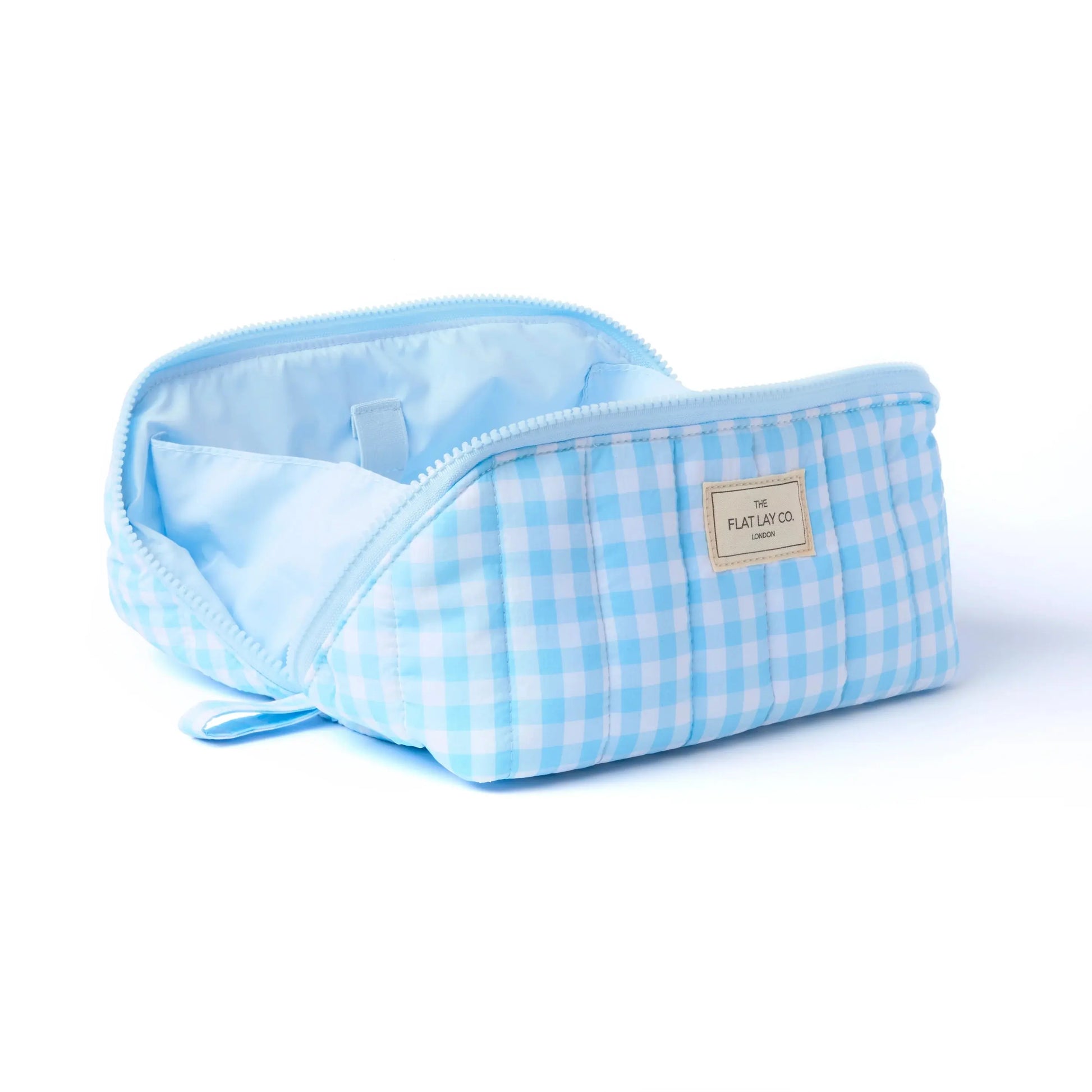 Marshmallow Flat Lay Makeup Box Bag | Blue Gingham The Flat Lay Co.