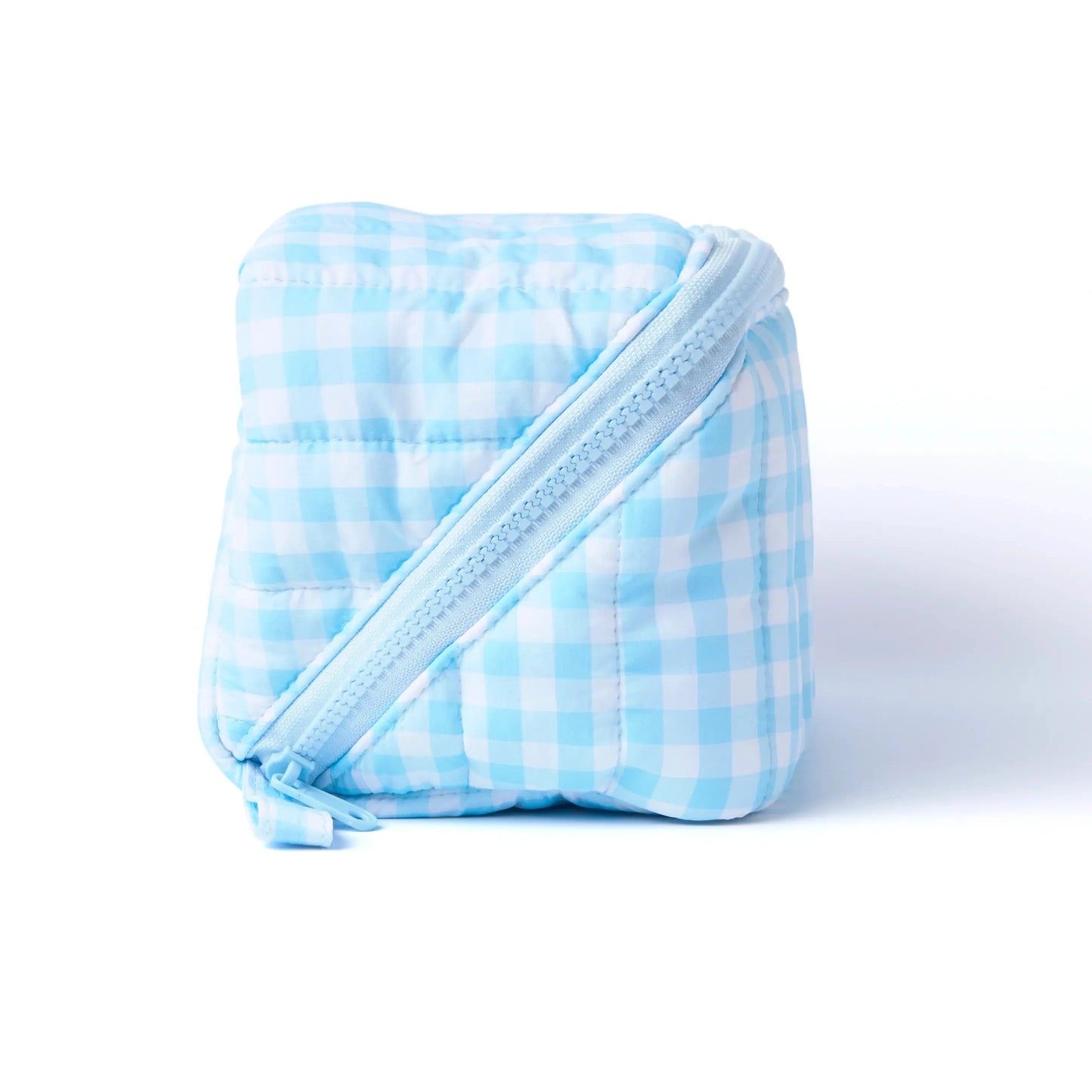 Marshmallow Flat Lay Makeup Box Bag | Blue Gingham The Flat Lay Co.