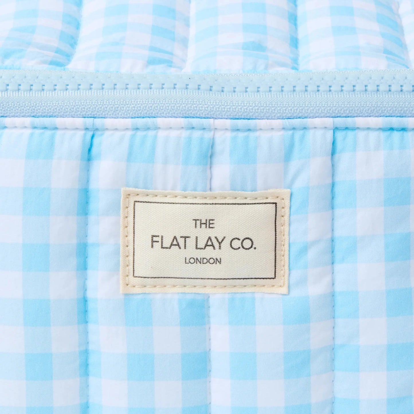 Marshmallow Flat Lay Makeup Box Bag | Blue Gingham The Flat Lay Co.