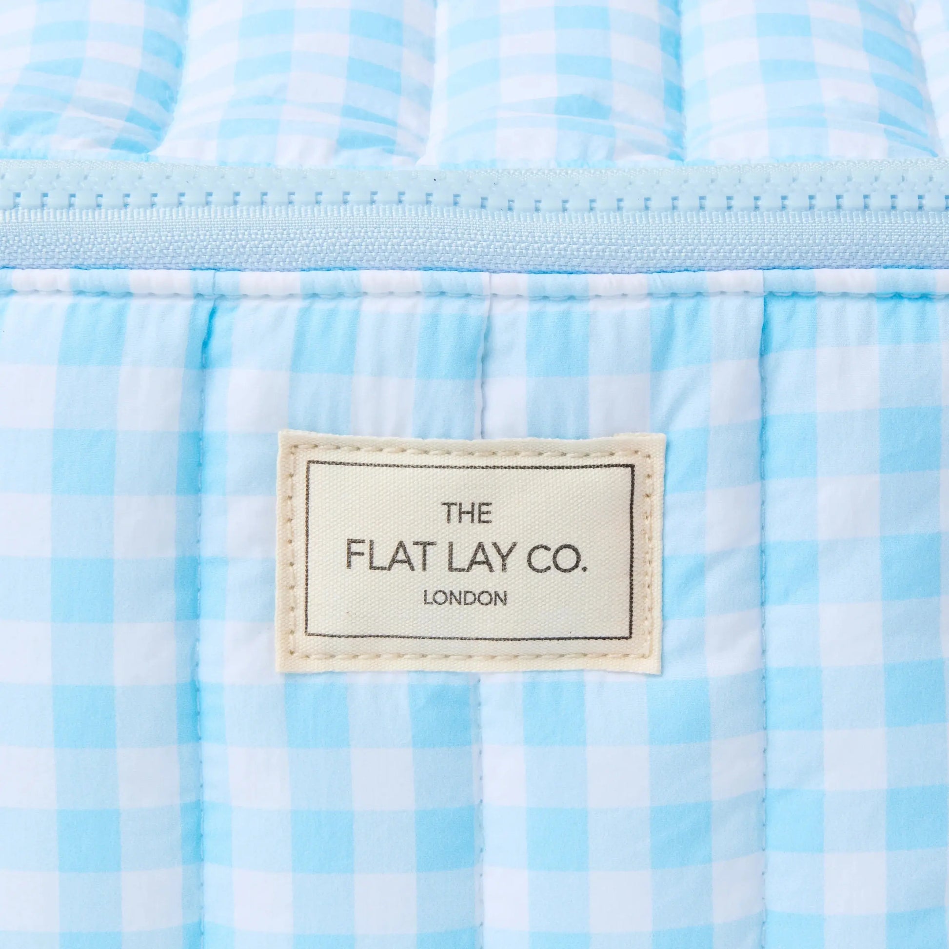 Marshmallow Flat Lay Makeup Box Bag | Blue Gingham The Flat Lay Co.