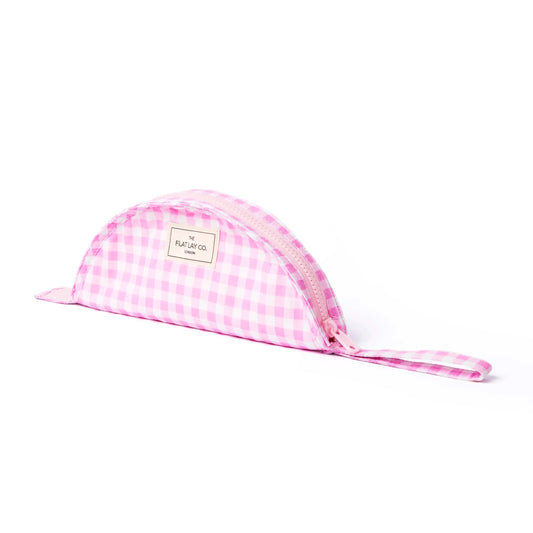 Lunar Flat Lay Makeup Pouch | Pink Gingham The Flat Lay Co.