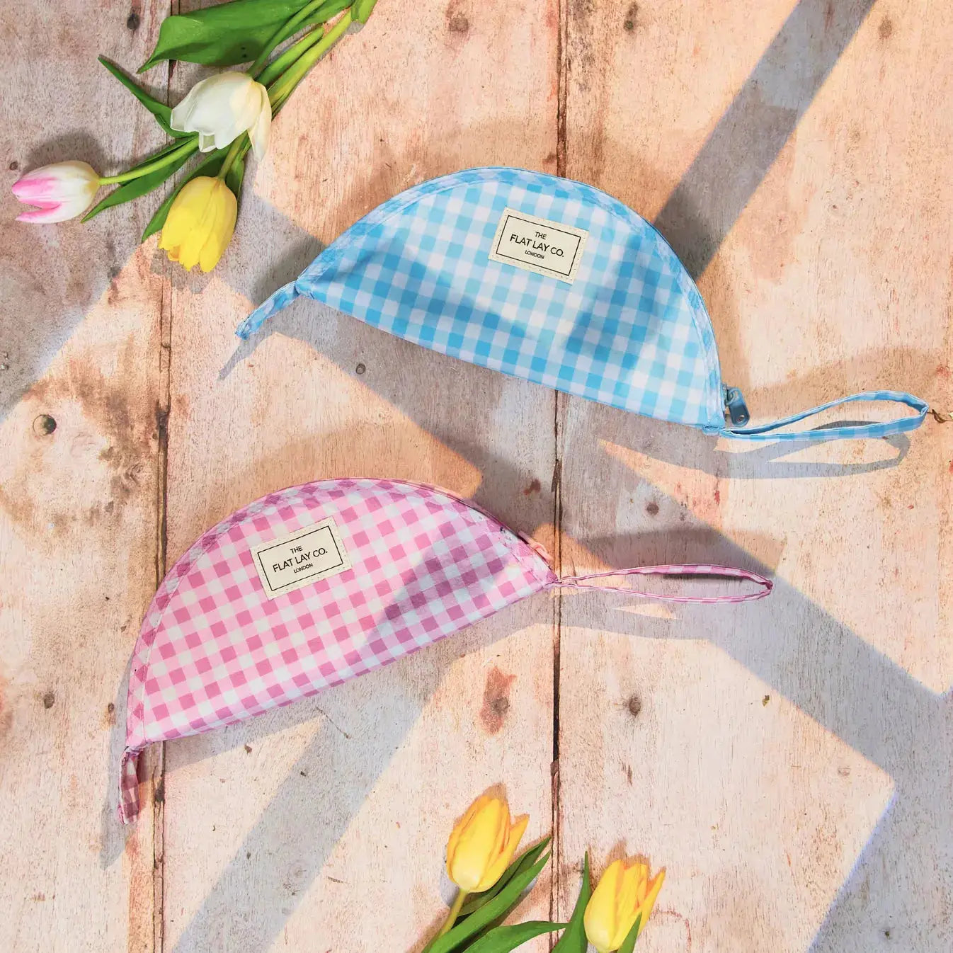 Lunar Flat Lay Makeup Pouch | Pink Gingham The Flat Lay Co.