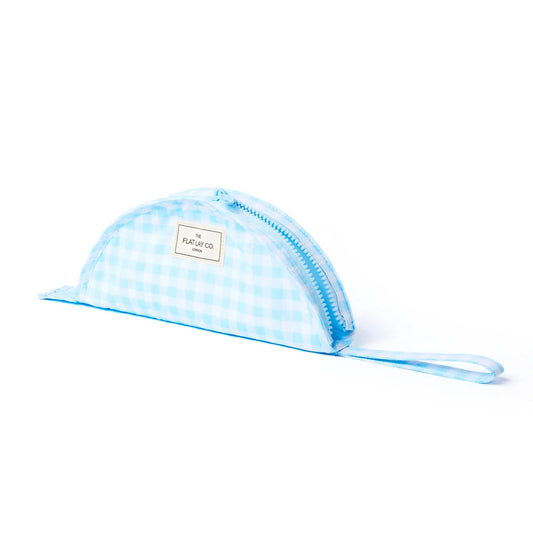 Lunar Flat Lay Makeup Pouch | Blue Gingham The Flat Lay Co.
