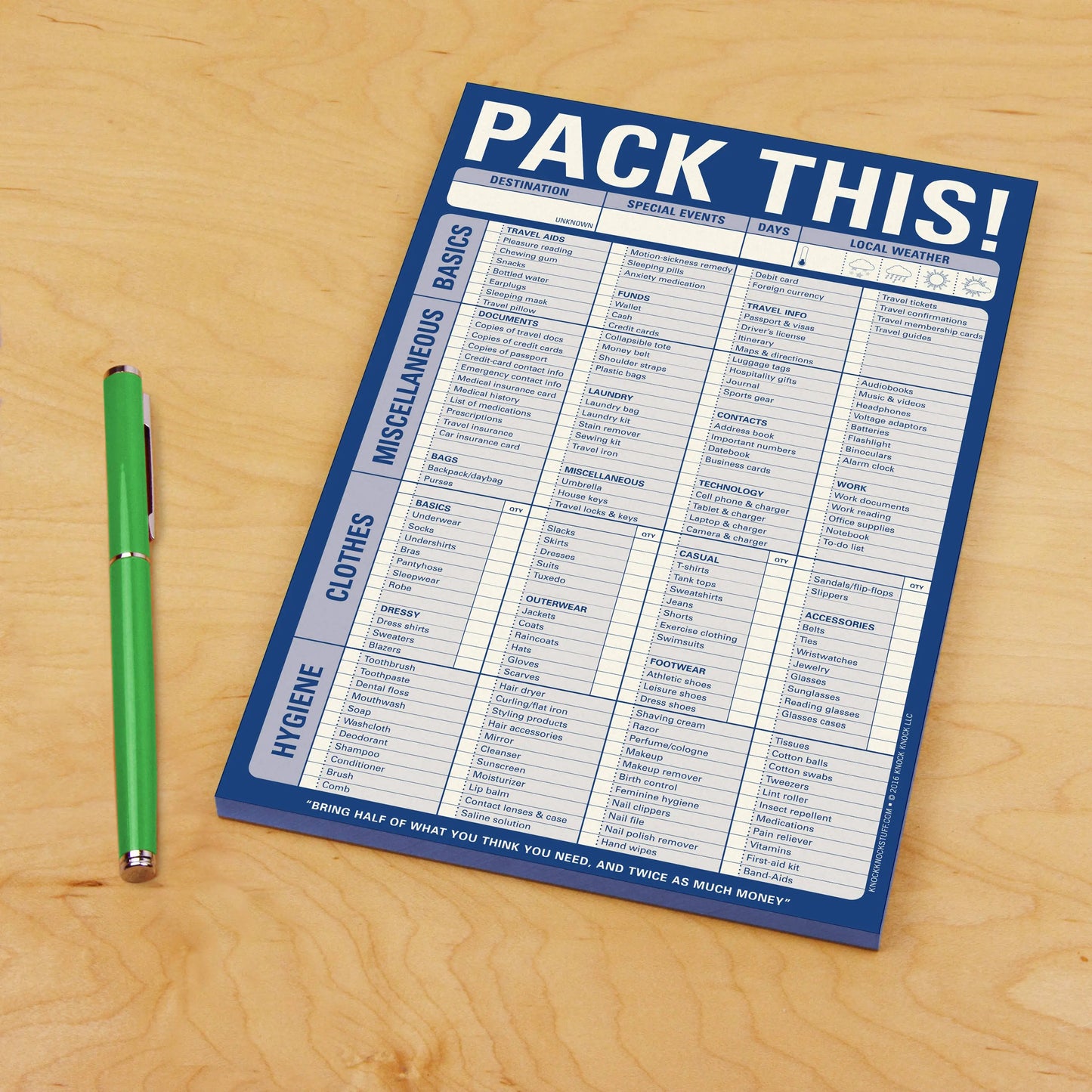 Knock Knock Pack This! Pad Abrams & Chronicle Books