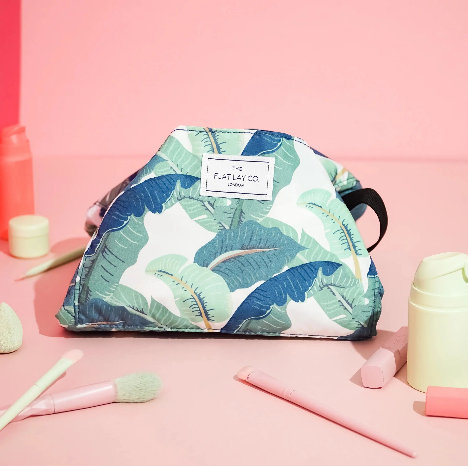 XXL Drawstring Flat Lay Makeup Bag | Tropical Leaves The Flat Lay Co.