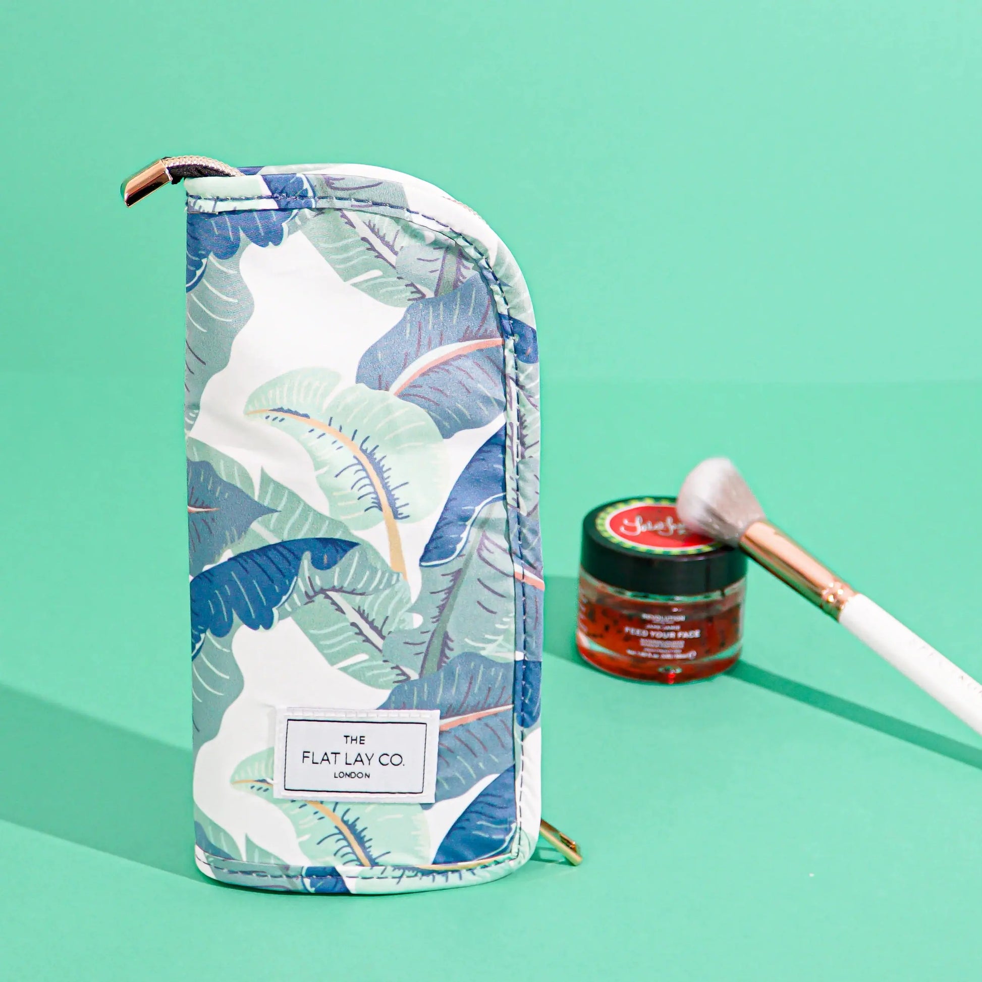 Standing Makeup Brush Case - Tropical Leaves The Flat Lay Co.