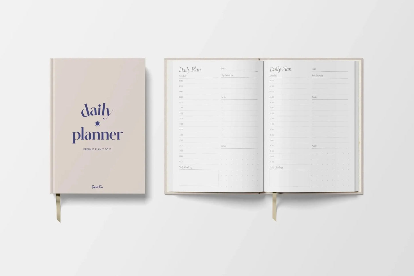 Daily Planner | A5 Hardback - Sand and Navy Yop & Tom