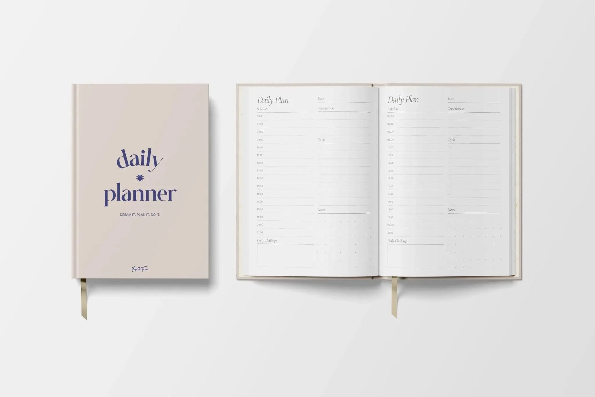 Daily Planner | A5 Hardback - Sand and Navy Yop & Tom