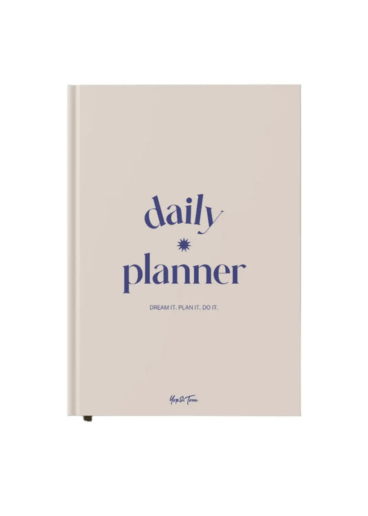 Daily Planner | A5 Hardback - Sand and Navy Yop & Tom