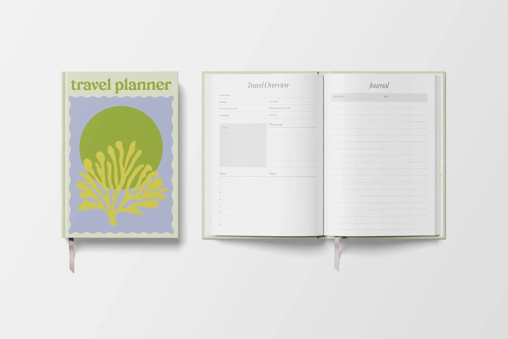 Travel Planner - A5 Hardback | Green Coral Yop & Tom