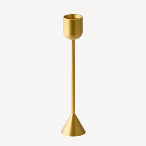 Candle Flair Reversible Totem Dinner Candle Holder | Small Satin Brass