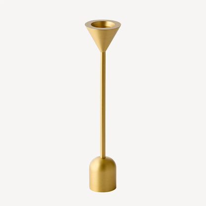 Candle Flair Reversible Totem Dinner Candle Holder | Small Satin Brass