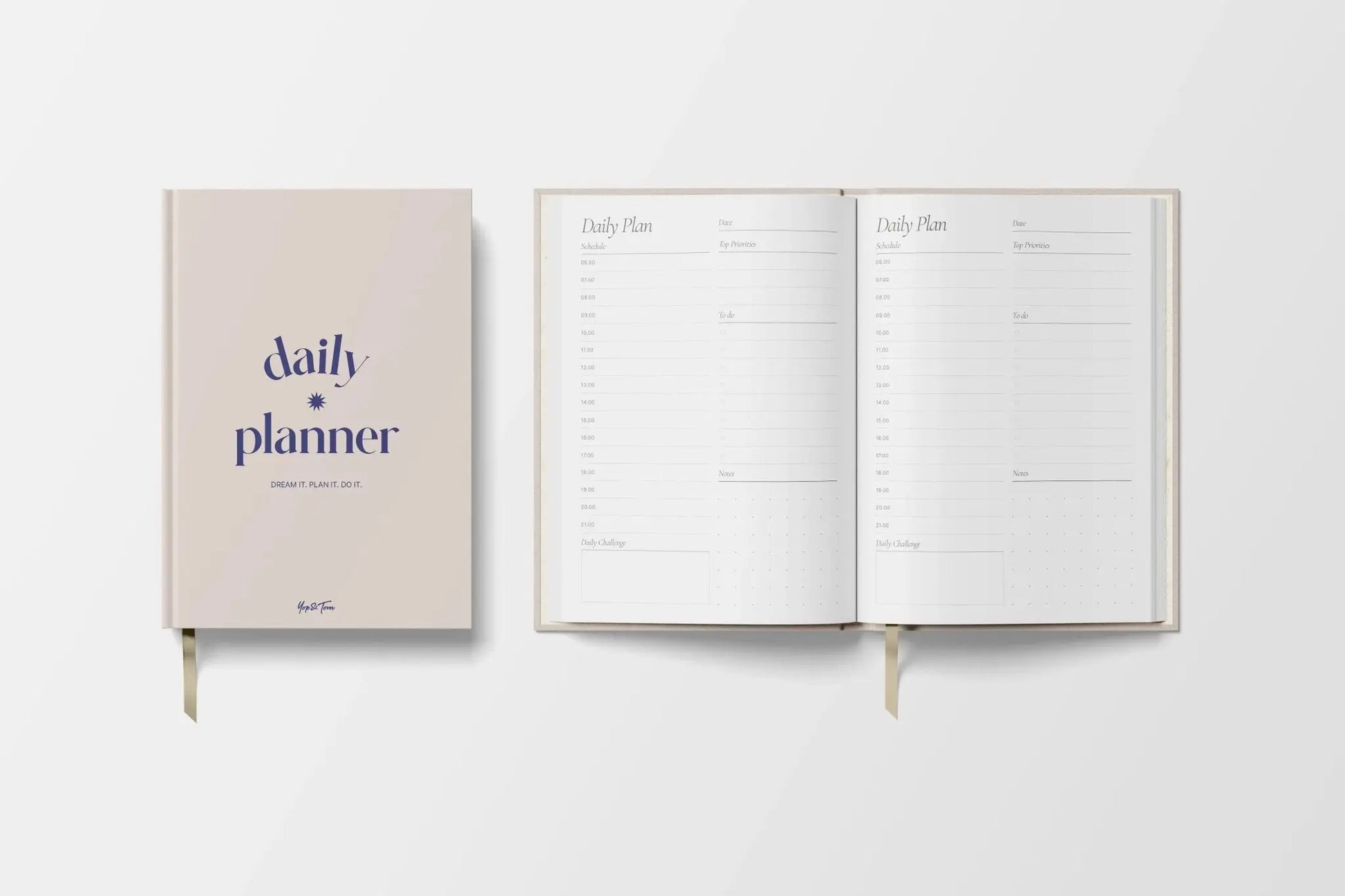 Daily Planner | A5 Hardback – Sand and Navy Yop & Tom